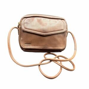 Vintage Fossil Brown Leather Crossbody Organizer Bag Wallet Purse